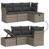 vidaXL 4-delige Loungeset met kussens poly rattan grijs