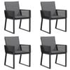 vidaXL Tuinstoelen 4 st met kussens poly rattan zwart