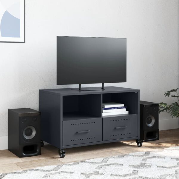 vidaXL Tv-meubel 68x39x43,5 cm staal antracietkleurig