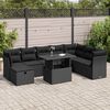 vidaXL 9-delige Loungeset met kussens poly rattan zwart