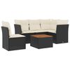 vidaXL 6-delige Loungeset met kussens poly rattan zwart
