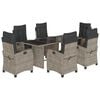 vidaXL 7-delige Tuinset met kussens poly rattan grijs