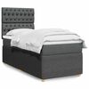 vidaXL Boxspring met matras stof donkergrijs 100x200 cm