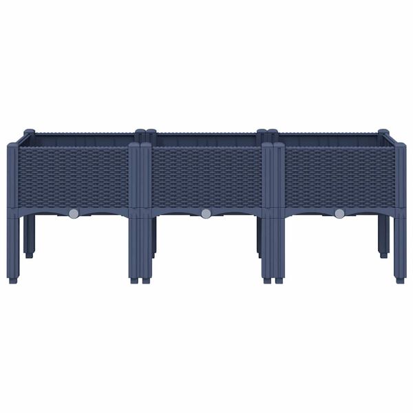 vidaXL Plantenbak met poten 120x40x42 cm polypropeen blauwgrijs