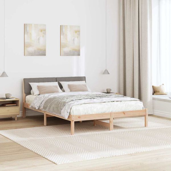 vidaXL Bedframe Bruin en taupe 135 x 190 cm Massief grenenhout