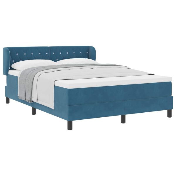 vidaXL Boxspringbed met matras Donkerblauw 140 x 190 cm Fluweel