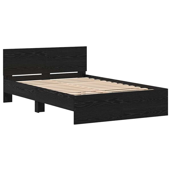vidaXL Bedframe Zwart Eiken 193 x 125 x 70 cm Bewerkt hout