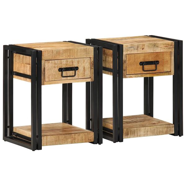 vidaXL Nachtkastjes 2 st 40x35x50 cm massief ruw hout mango