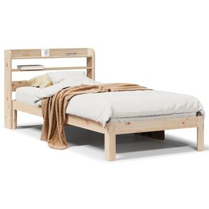 vidaXL Bedframe met hoofdbord massief grenenhout 90x200 cm