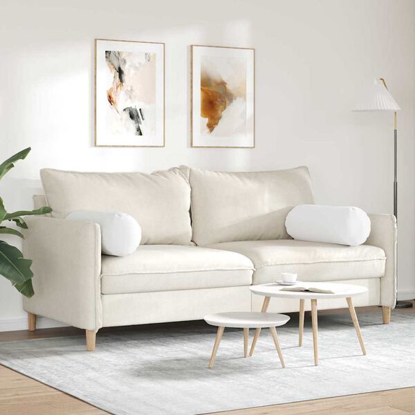 vidaXL Bolster Kussens 2 stuks Wit Ø 25 x 70 cm Stof