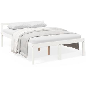 vidaXL Seniorenbed massief grenenhout wit 140x190 cm