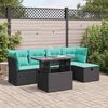 vidaXL 6-delige Loungeset met kussens poly rattan acacia zwart