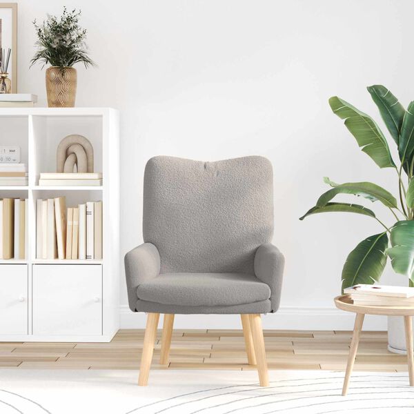 vidaXL Fauteuil Lichtgrijs 63 x 67 x 94 cm Schapenstof en Triplex