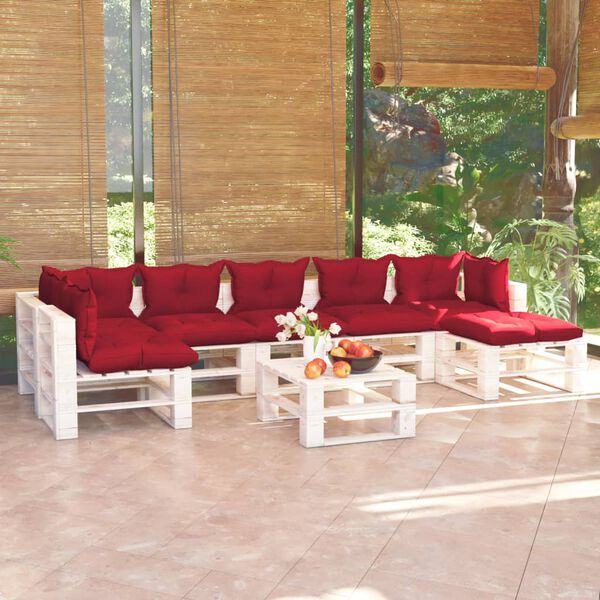 vidaXL 8-delige Loungeset met kussens pallet grenenhout