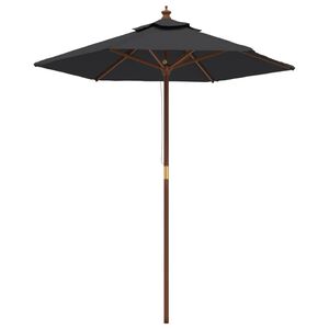 vidaXL Parasol met houten paal 196x231 cm zwart