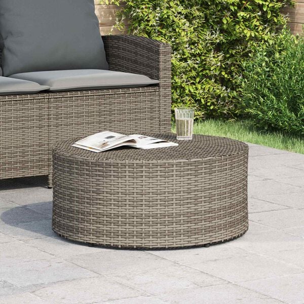 vidaXL Buiten Koffietafel Grijs &Oslash; 68 x 30 cm poly rattan