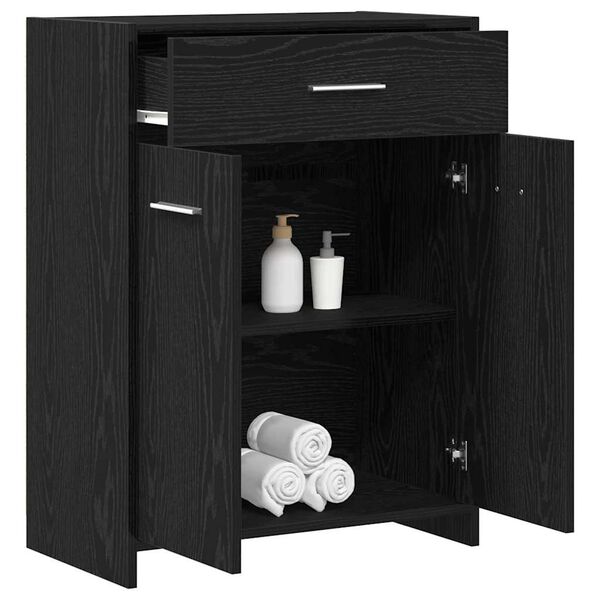 vidaXL Badkamer Kast met lade Zwart Eiken 60 x 33 x 80 cm Bewerkt hout