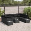 vidaXL Tuinbankenset met kussen 9 pcs Zwart Polyrattan