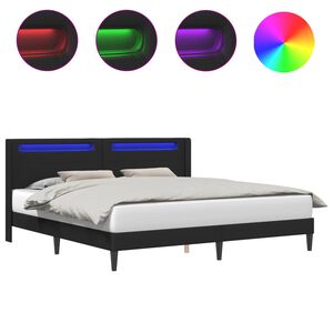 vidaXL Bedframe met LED-stripverlichting Zwart 200 x200 cm Kunstleer