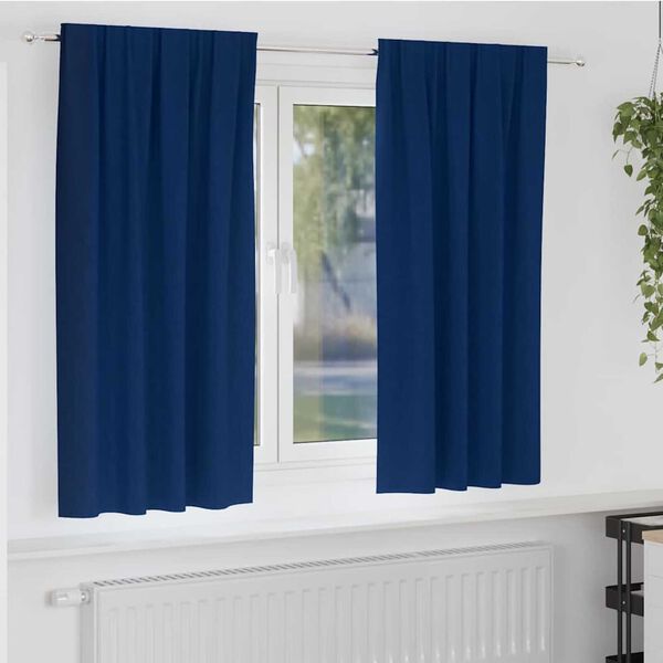 vidaXL Zwart-out Gordijnen met Ringen 2 pcs Donkerblauw 175 x 140 cm