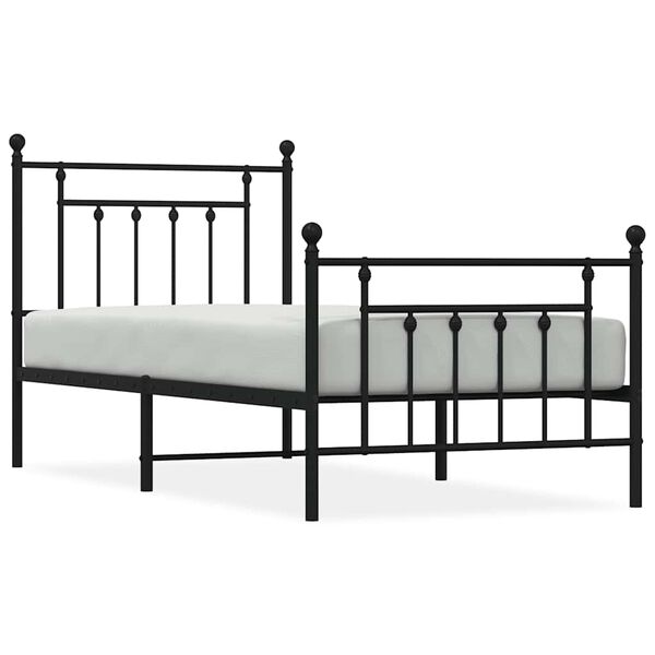 vidaXL Bedframe met hoofd- en voeteneinde metaal zwart 80x200 cm