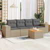 vidaXL 5-delige Loungeset met kussens poly rattan beige