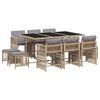 vidaXL 11-delige Tuinset met kussens poly rattan gemengd beige