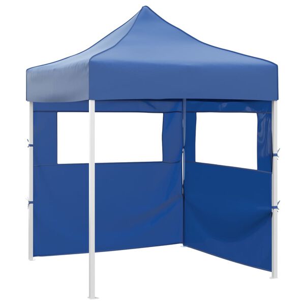 vidaXL Partytent met 2 zijwanden inklapbaar 2x2 m staal blauw