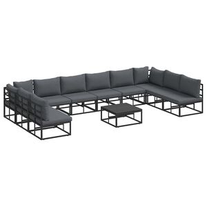 vidaXL Tuinbankenset 11 st Zwart Aluminium