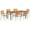 vidaXL Tuin eettafelset 7 pcs Beige en Bruin poly rattan