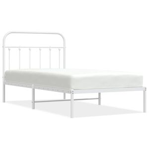 vidaXL Bedframe met hoofdbord metaal wit 100x190 cm