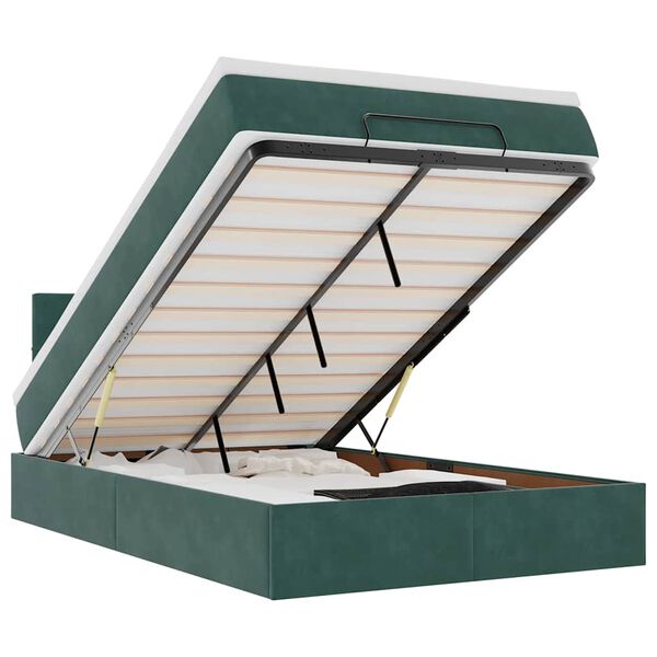 vidaXL Ottoman bed met matras 120x200cm fluweel donkergroen