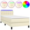 vidaXL Boxspring met matras en LED kunstleer cr&egrave;mekleurig 100x200 cm