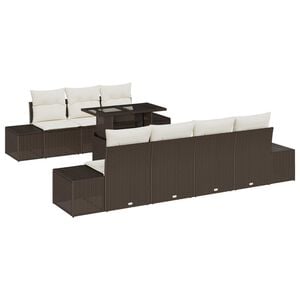 vidaXL Tuin Sofa Set met kussen 8 pcs Bruin en Cr&egrave;me