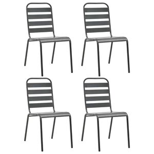 vidaXL Tuinstoelen 4 st gelat ontwerp staal donkergrijs