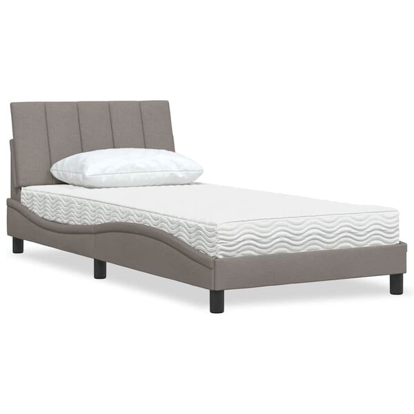 vidaXL Bed met matras "Hanko" stof taupe 100x200 cm