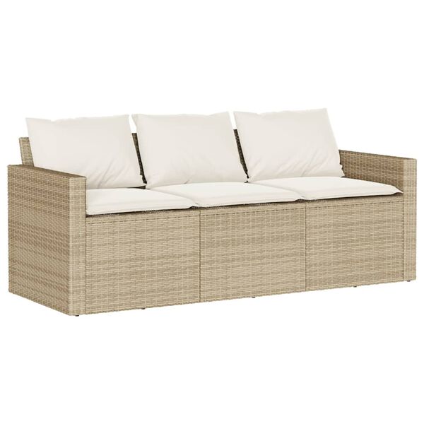 vidaXL 6-delige Loungeset met kussens poly rattan beige