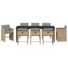 vidaXL Tuin eettafelset 9 pcs Beige poly rattan