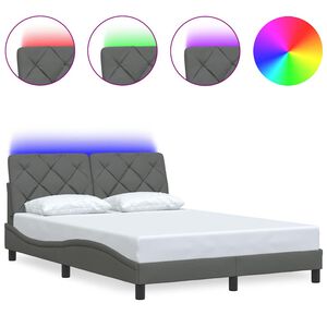 vidaXL Bedframe met LED zonder matras 140x200 cm stof donkergrijs