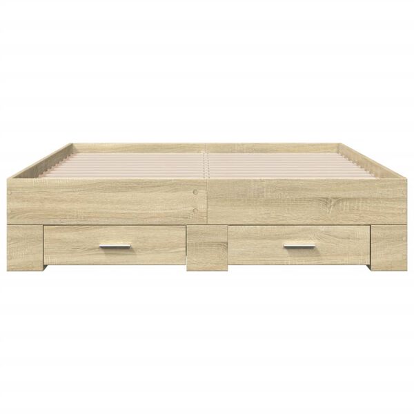 vidaXL Bedframe met lades bewerkt hout sonoma eikenkleurig 120x200 cm