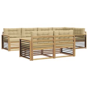 vidaXL Buiten bankenset 7 st 7-zits Wit en Beige Polyester
