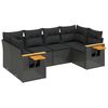 vidaXL 6-delige Loungeset met kussens poly rattan zwart