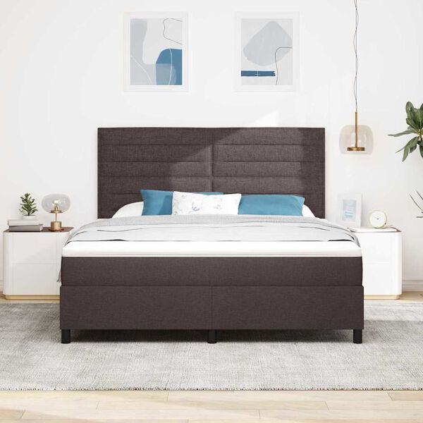 vidaXL Boxspring bed met matras met LED Donkerbruin 180 x 200 cm Stof