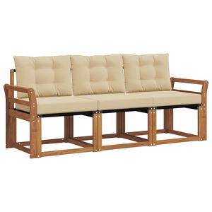 vidaXL Buiten bankenset met kussen 3 pcs Natuurlijk en Beige