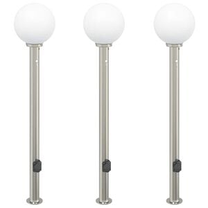 vidaXL Bolderverlichting met sensor en stopcontact 3 stuks 120 cm roestvrij staal IP44