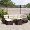 vidaXL 6-delige Loungeset met kussens poly rattan bruin