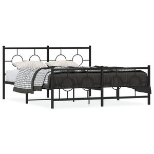 vidaXL Bedframe met hoofd- en voeteneinde metaal zwart 150x200 cm