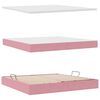vidaXL Bed met LED -striplichten met opslag Roze 200 x 200 cm Fluweel