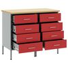 vidaXL Werk kast met lade 2 pcs Rood en Grijs 100 x 55 x 85 cm