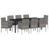 vidaXL Tuin eettafelset 9 st Grijs poly rattan